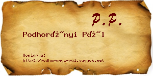 Podhorányi Pál névjegykártya